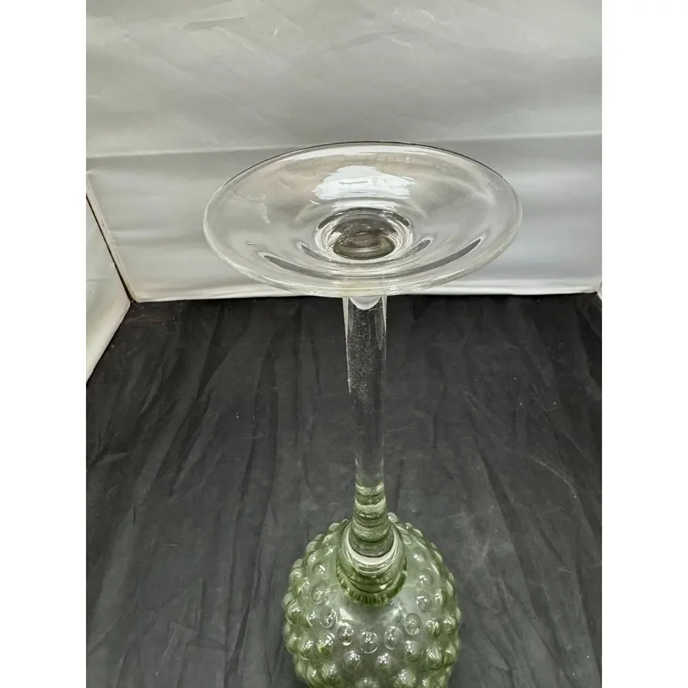 Vintage Green Hobnail Glass Compote Pedestal Bowl Candy Dish Centerpiece 16